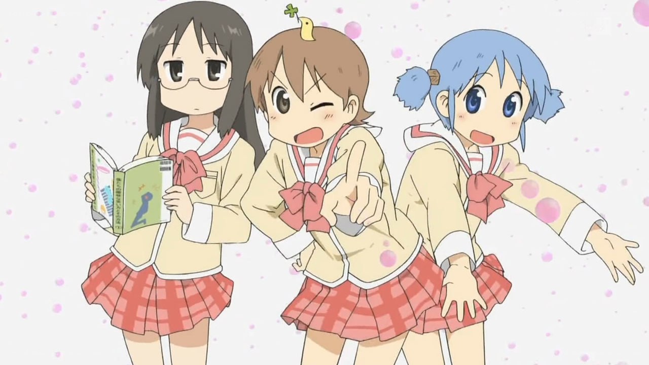 three schoolgirls in uniforms