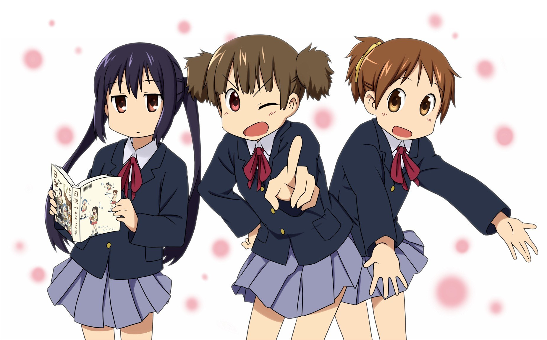 Three schoolgirls in uniforms