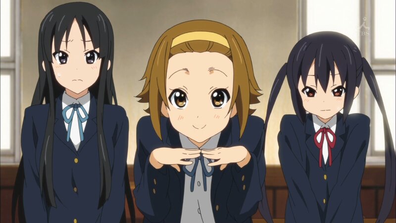 Three Schoolgirls in Uniforms — Blue, Calm, Afternoon