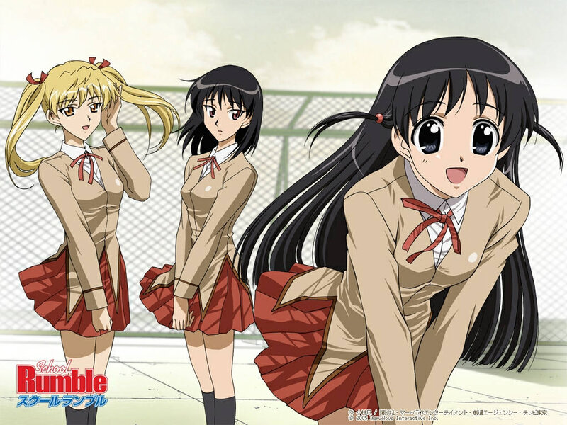 Three Schoolgirls in Uniforms — Brown