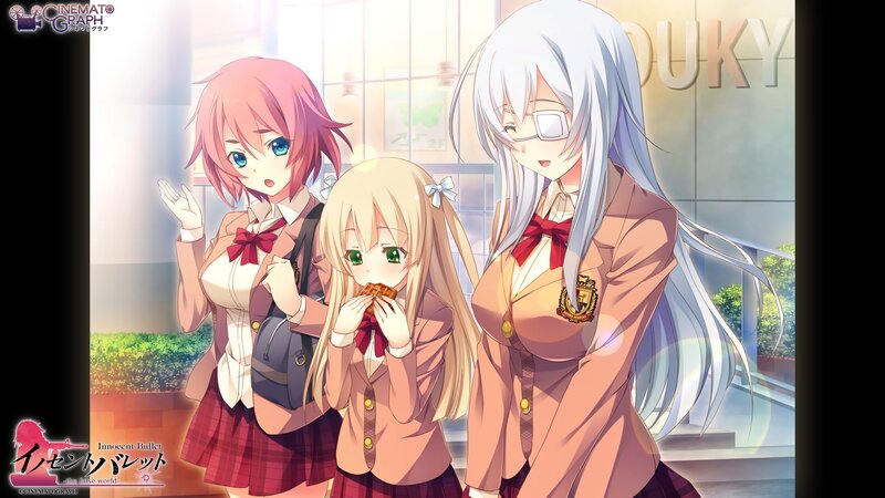 Three Schoolgirls in Uniforms — Pink, Calm