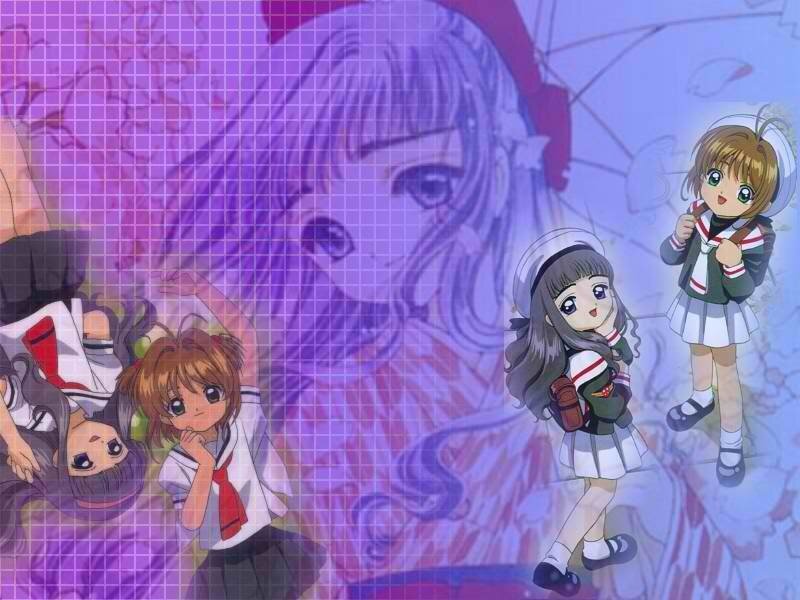 Three Schoolgirls in Uniforms — Purple, Dreamy