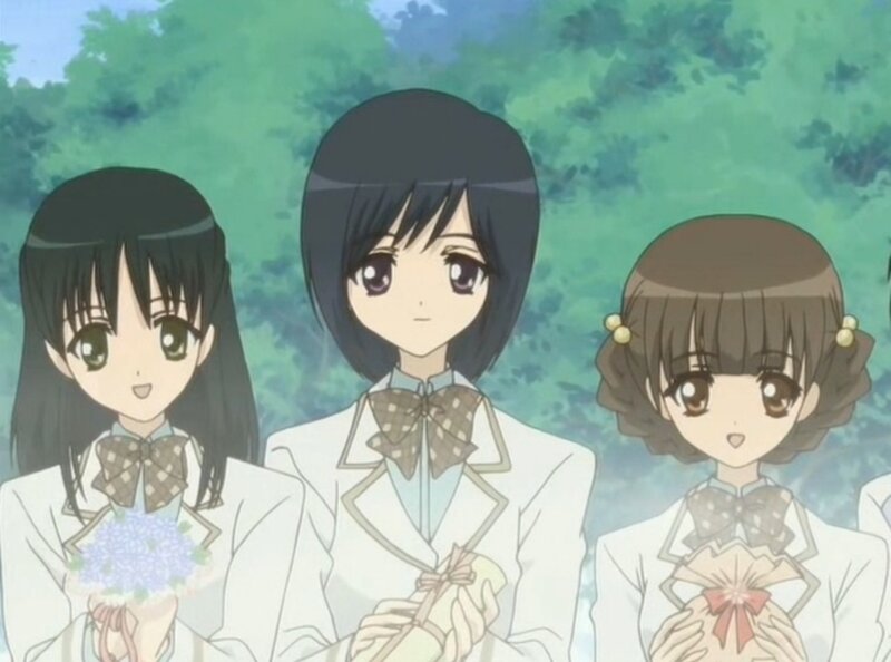 Three Schoolgirls in Uniforms — White, Calm