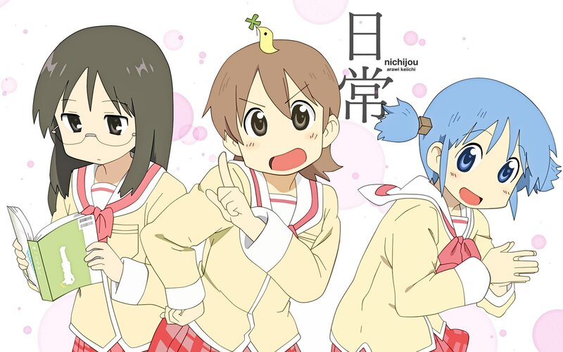 Three Schoolgirls in Uniforms — White, Playful, Anime