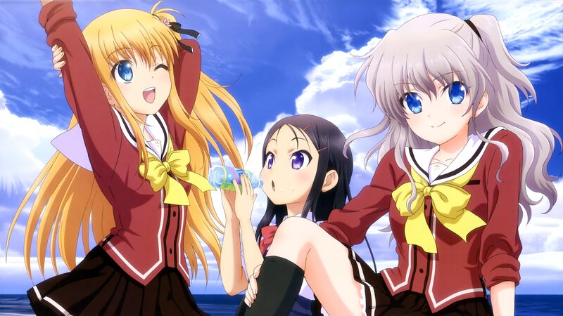Three Schoolgirls on Beach