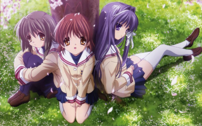 Three Schoolgirls on Grass — Green, Serene