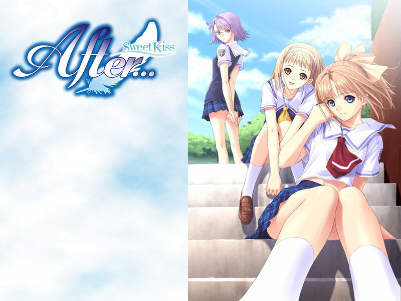 Three Schoolgirls on Steps — Blue