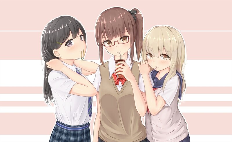 Three Schoolgirls — Pink, Calm
