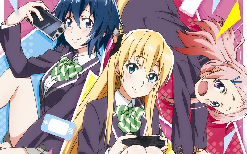 Three Schoolgirls Playing Games — Purple