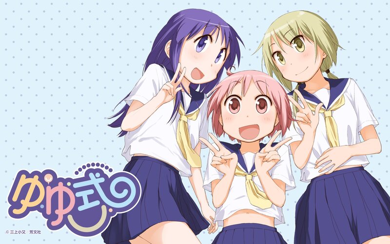 Three Schoolgirls Posing — Blue, Cheerful