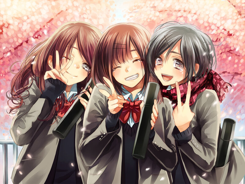 Three Schoolgirls Posing