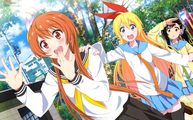 Three Schoolgirls Running — Orange