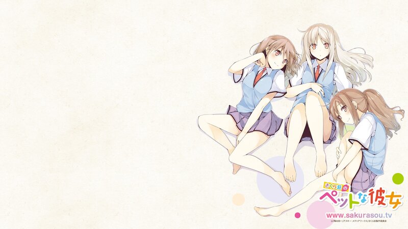 Three Schoolgirls Sitting — White