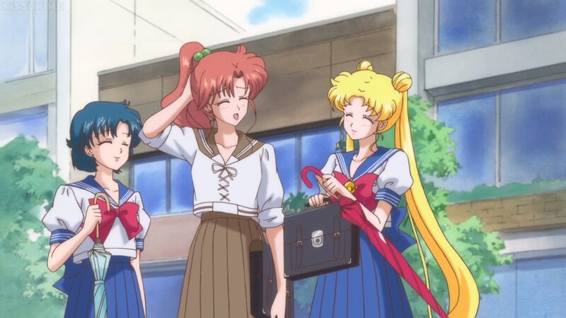 Three Schoolgirls Standing — Blue, Calm