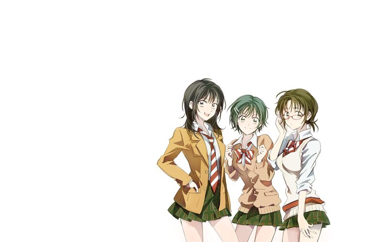 Three Schoolgirls Standing — White