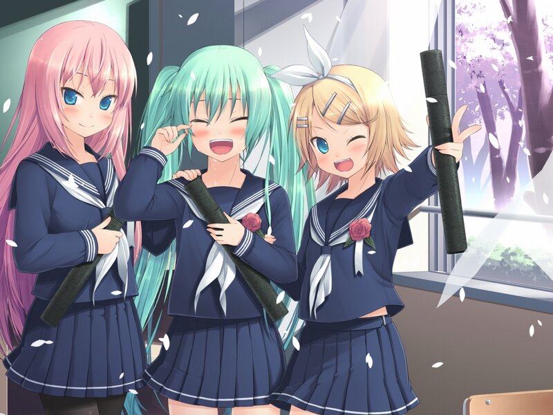Three Schoolgirls with Swords