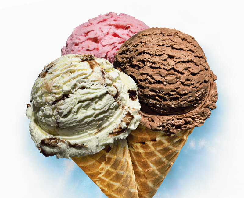 Three scoops of ice cream