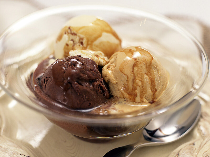 Three Scoops of Ice Cream — Brown, Appetizing