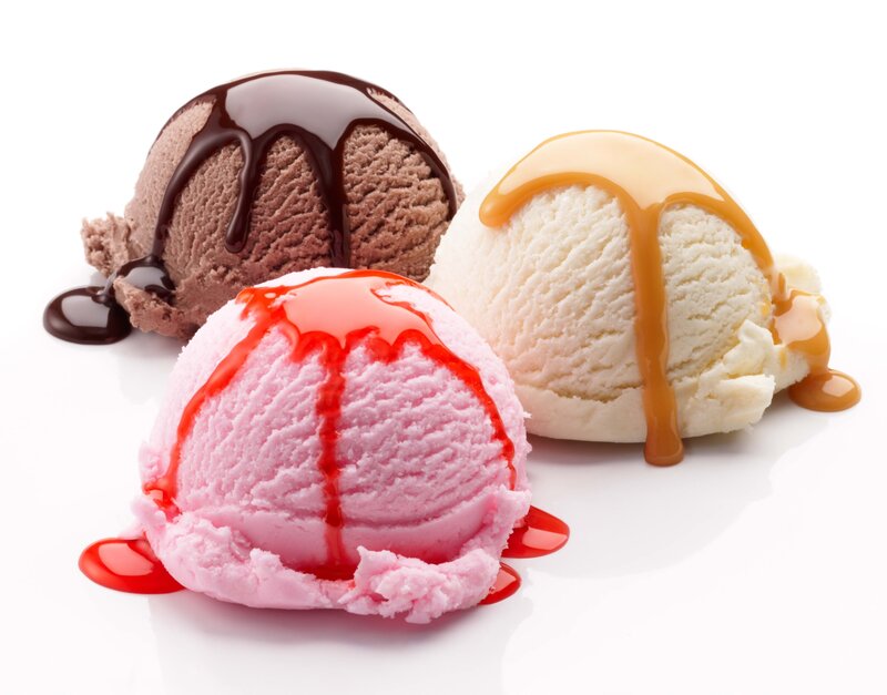 Three scoops of ice cream