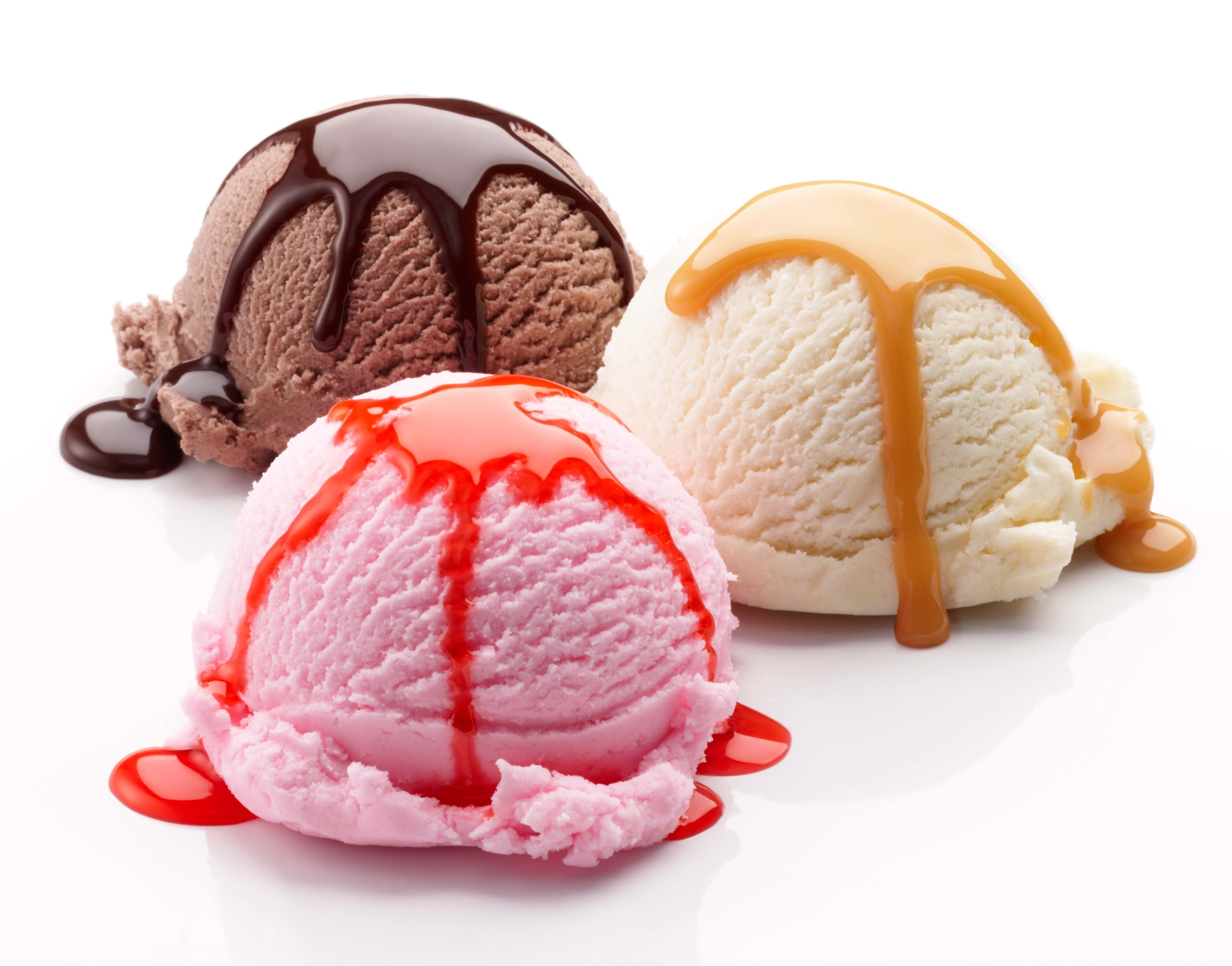 Three scoops of ice cream
