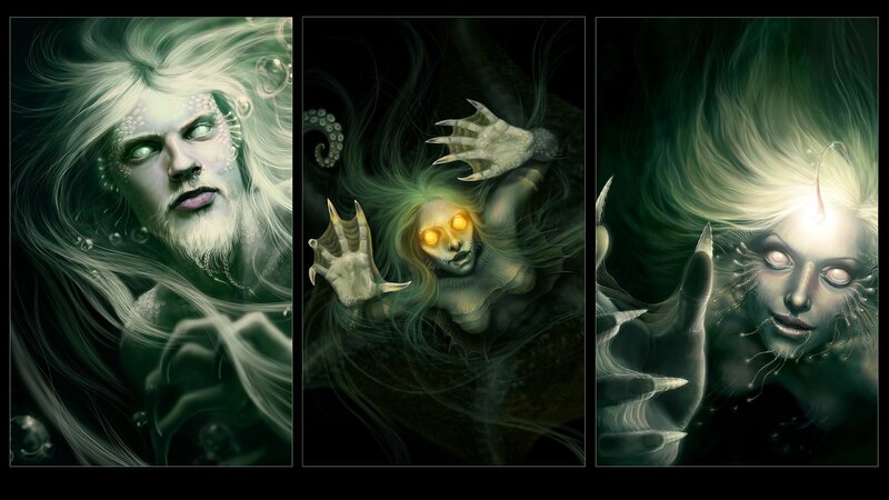 Three Sea Creatures in Panels