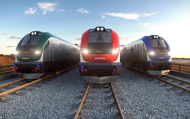 Three Siemens Trains