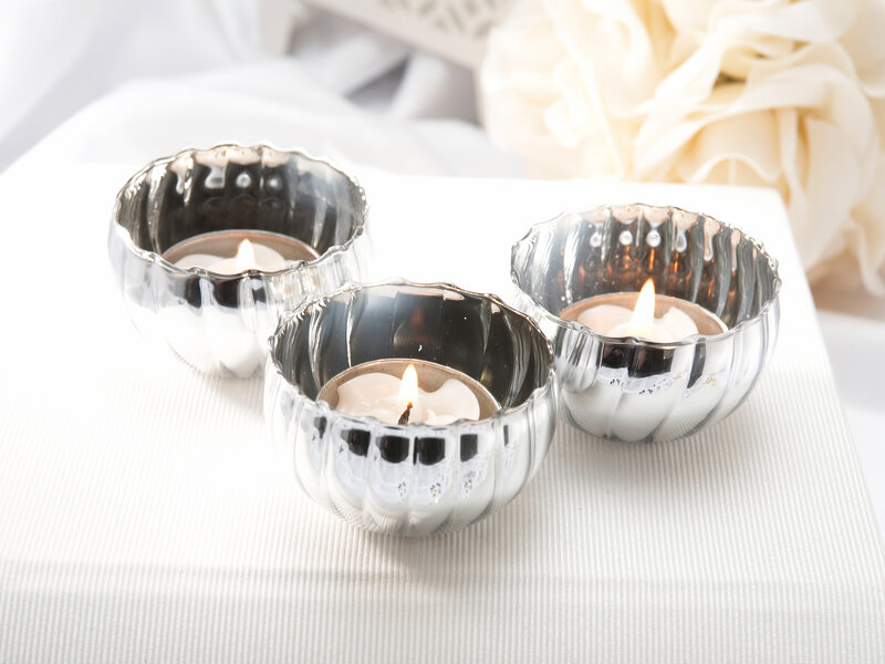 Three Silver Candle Holders