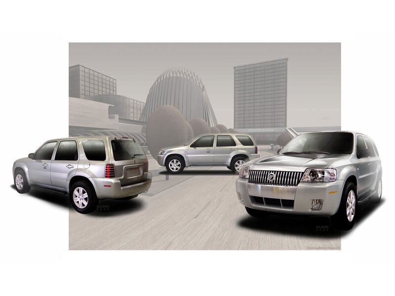 three silver SUVs in city