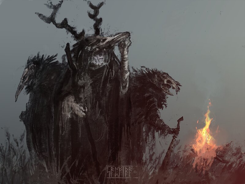 Three Skeletal Figures — Gray