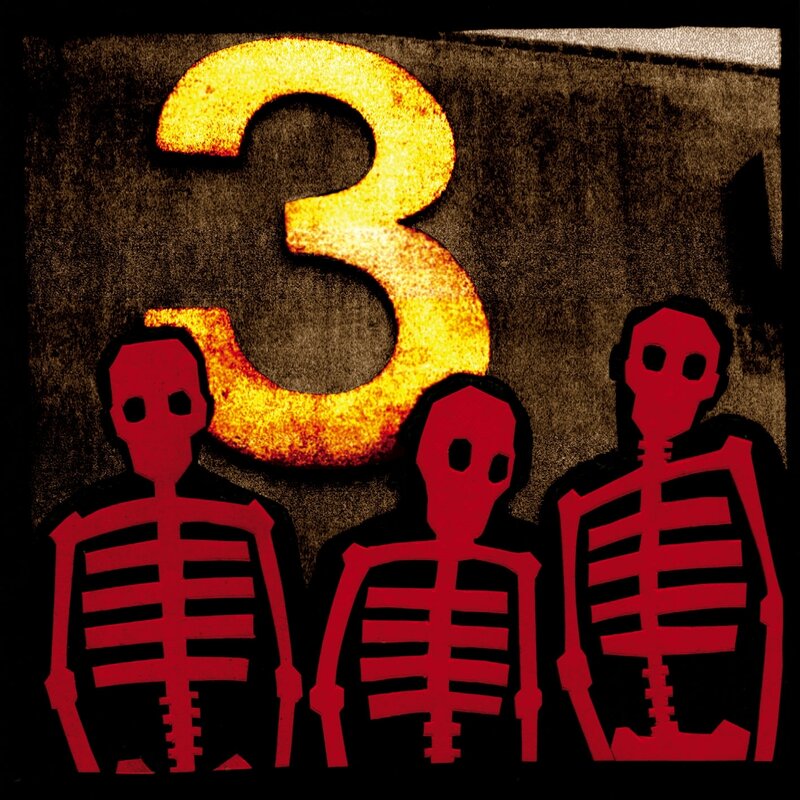 Three skeletons with number three