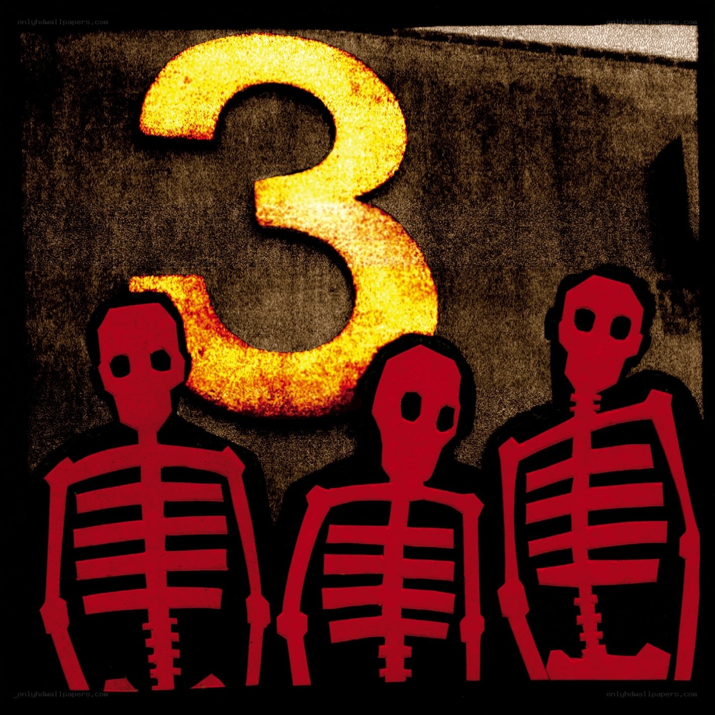 Three skeletons with number three