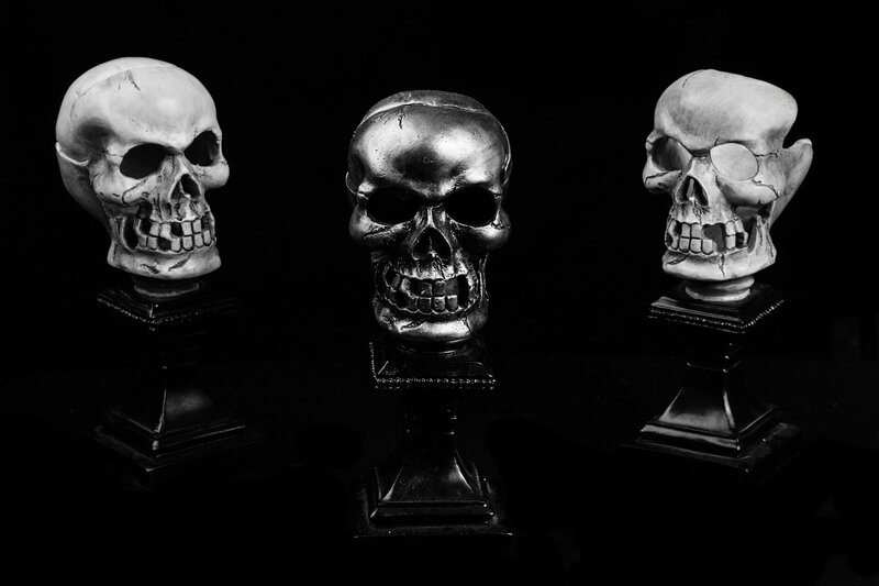Three Skull Sculptures — Black