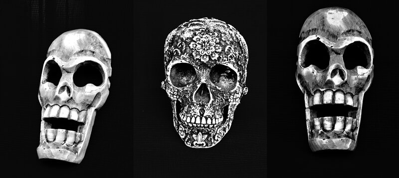Three Skull Sculptures