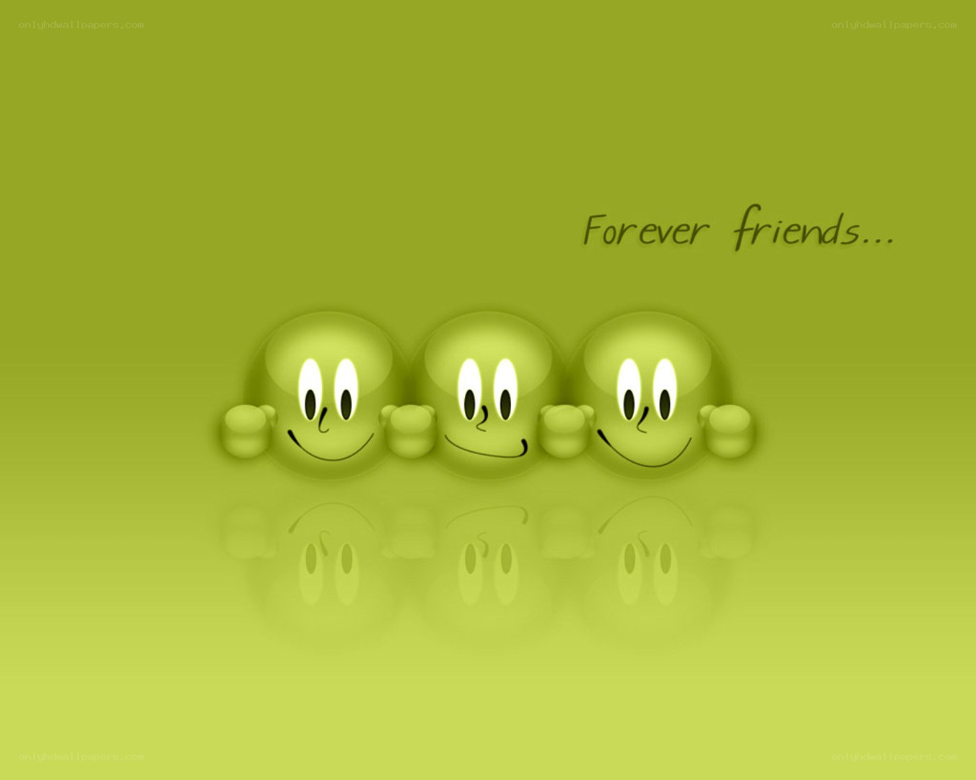 three smiling friends