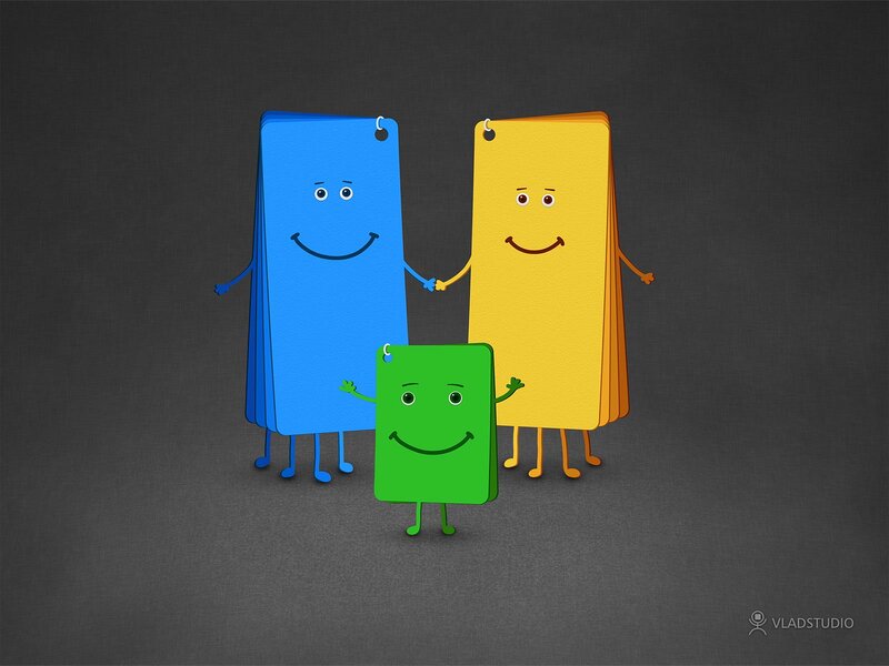 Three Smiling Paper Characters