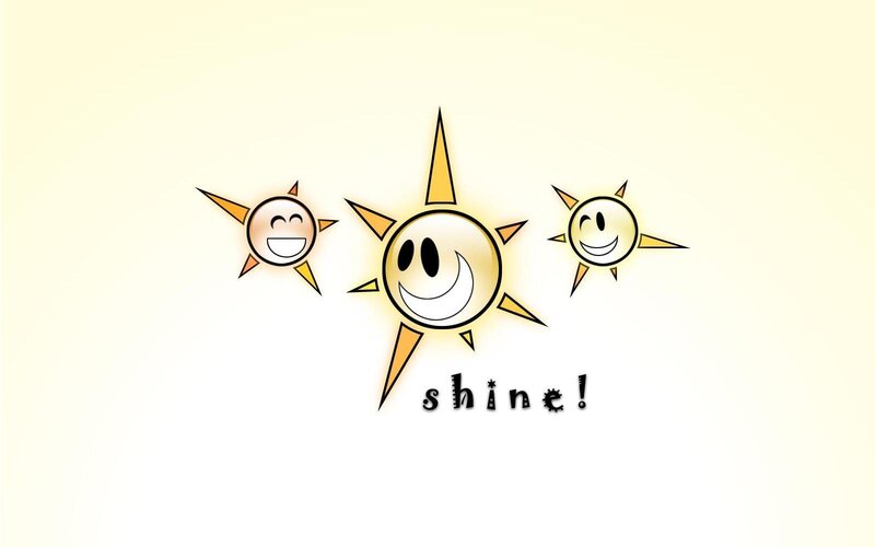 three smiling suns shine