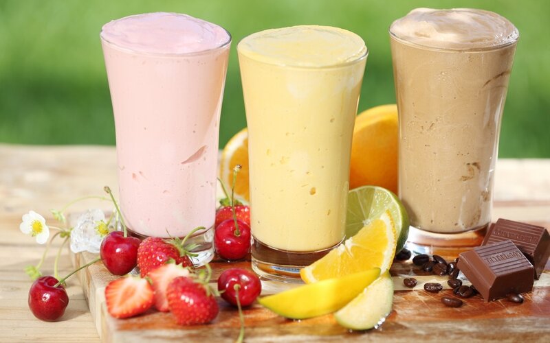 Three Smoothies on Wood