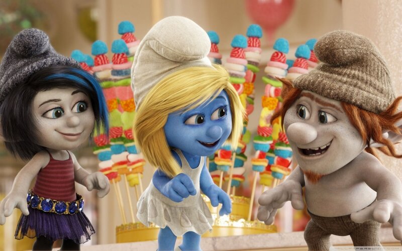 Three Smurfs in a Candy Shop