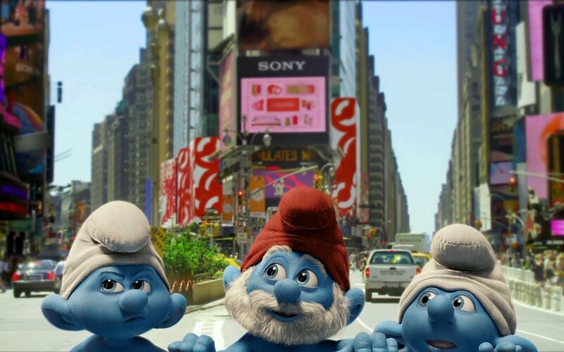 Three Smurfs in City — Blue