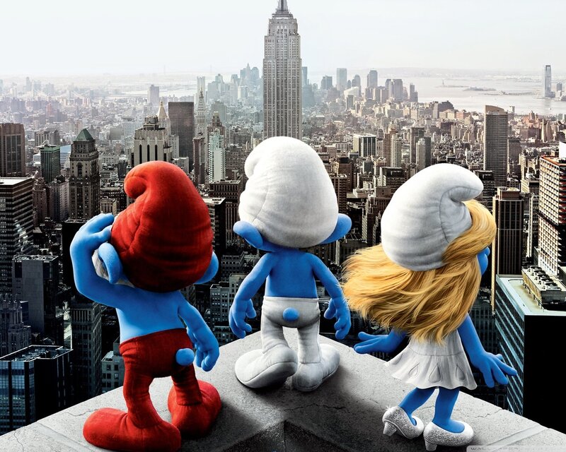 Three Smurfs on a Rooftop