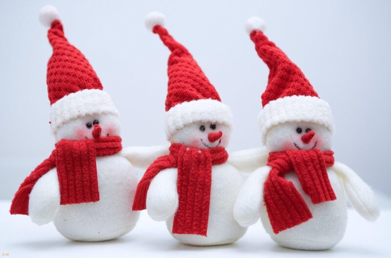 Three Snowman Figurines