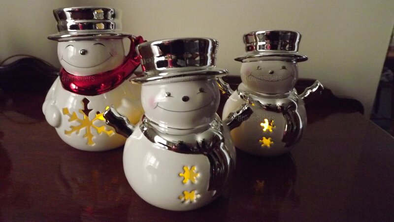 Three Snowman Figurines — White, Festive, Winter