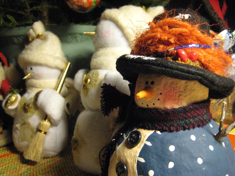 Three Snowman Figurines — White