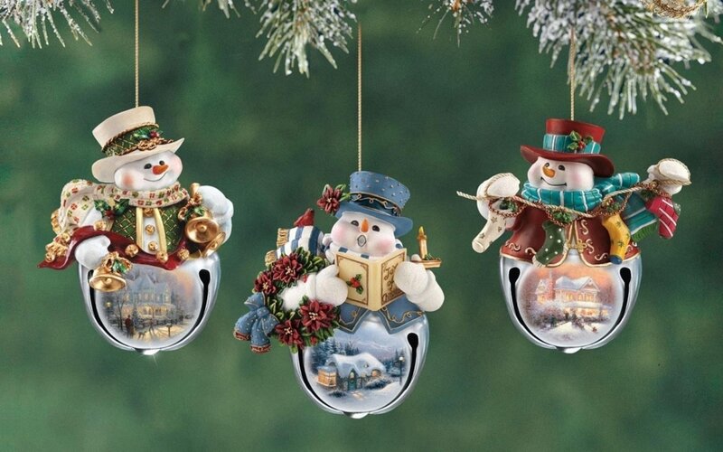 Three Snowman Ornaments — White, Festive