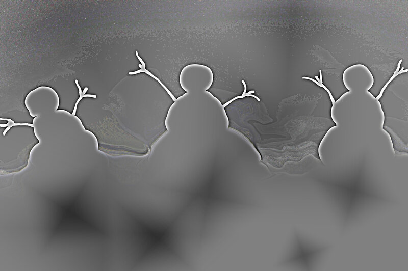 Three Snowmen Figures — Gray