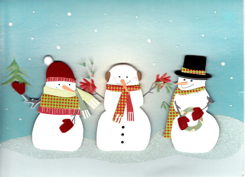 Three Snowmen in Winter — White