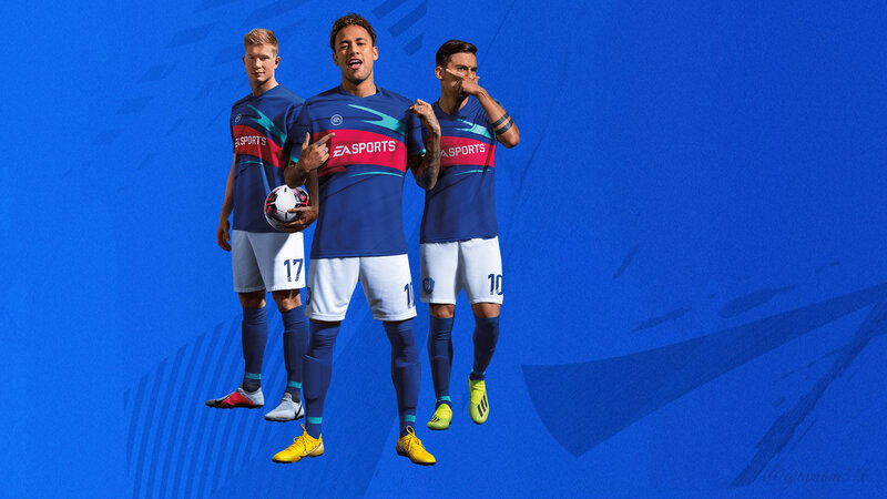 Three Soccer Players — Blue, Dynamic