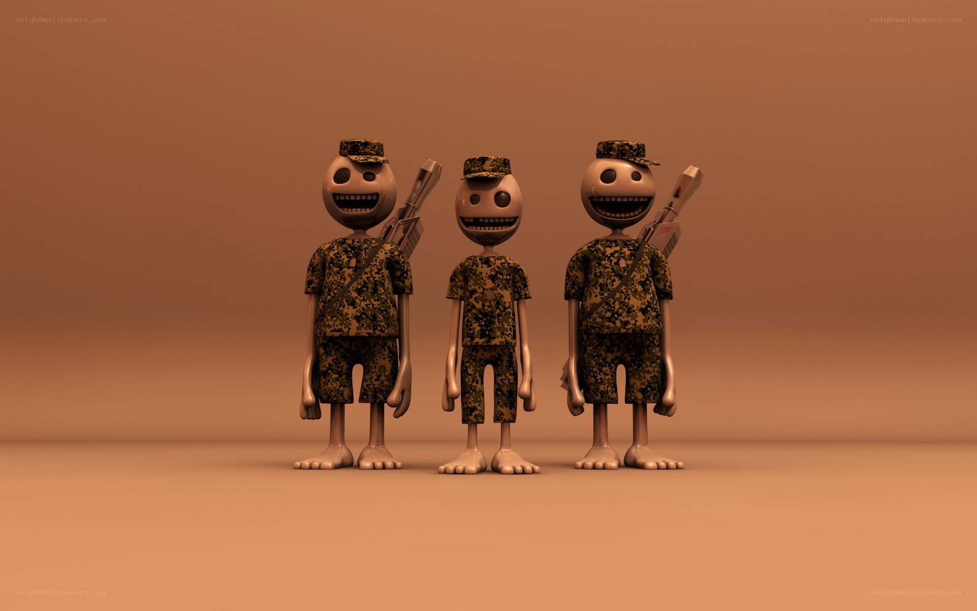Three soldiers in camouflage