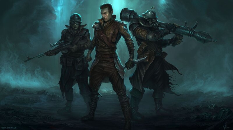 Three Soldiers in Dark Armor