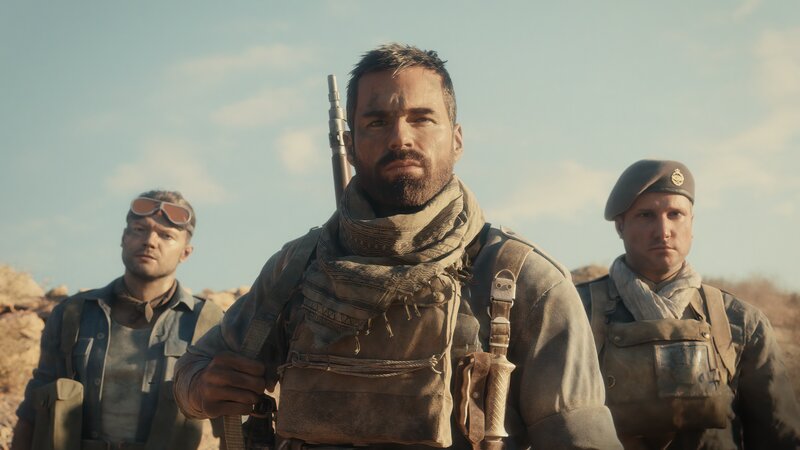 Three Soldiers in Desert